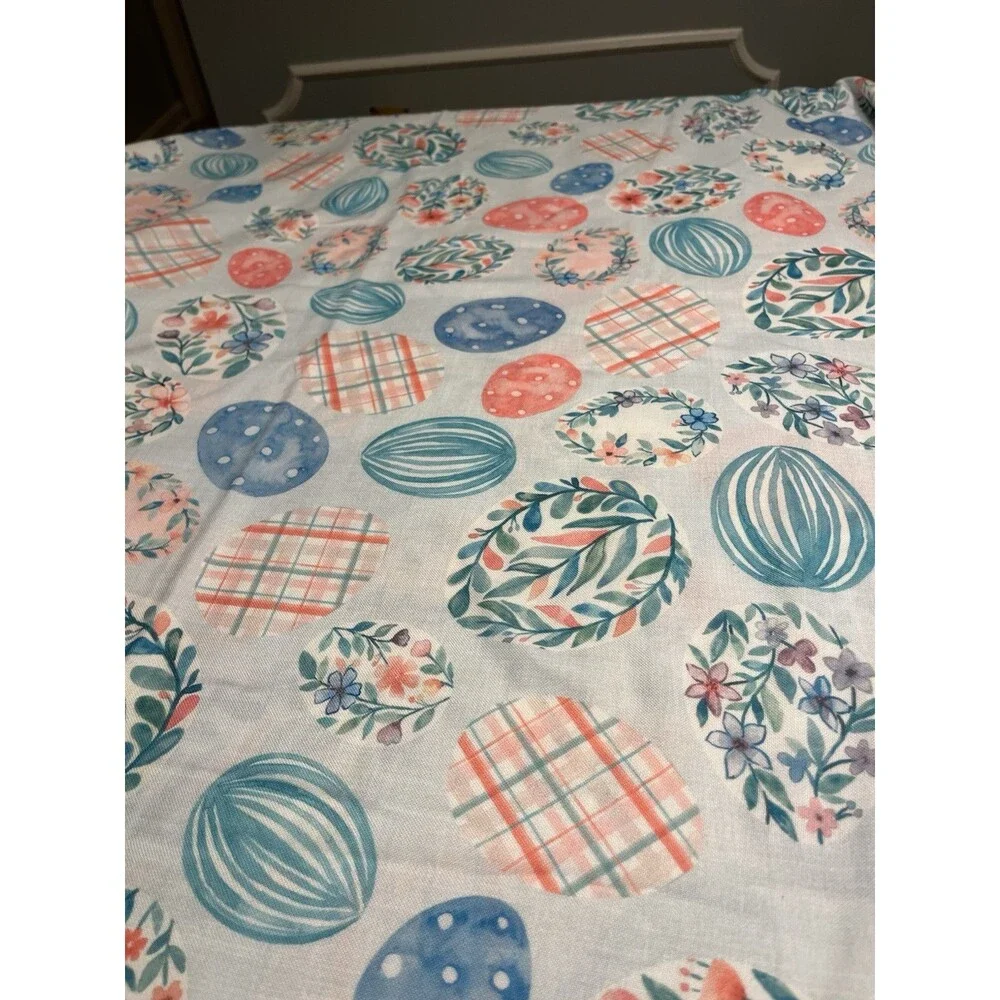Cynthia Rowley Easter Egg Floral Tablecloth 60x102” EUC